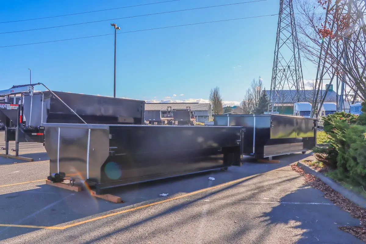 Roll-off dumpster ready for waste disposal at job site for Construction Dumpster Rental in Fairfield